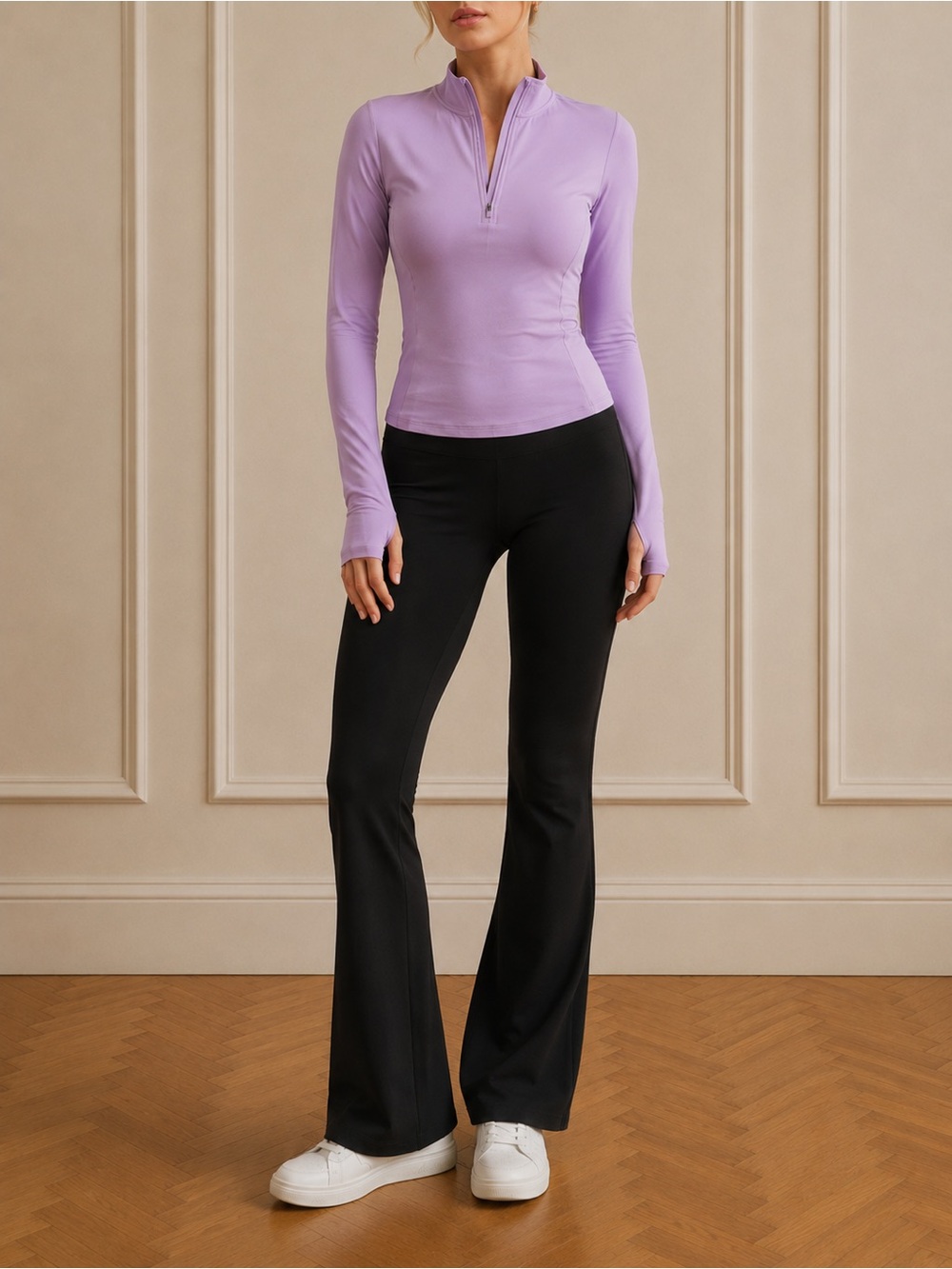 ALO | Women's Lilac Quarter-Zip Active Top | S